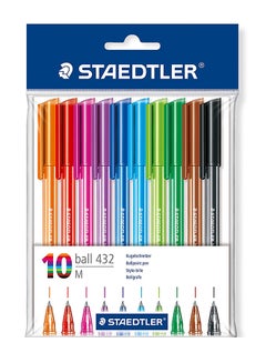 Buy 10-Piece Ballpoint Stick Pen Set Multicolour in UAE