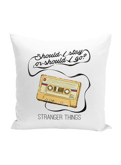 Buy Should I Stay Quote Stranger Things Throw Pillow With Stuffing Polyester Multicolour 16x16inch in UAE