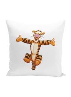 Buy Pooh Tigger Jumping Decorative Throw Pillow White 16 x 16inch in UAE