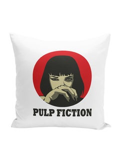 Buy Mia Wallace Of Pulp Fiction Decorative Throw Pillow White/Black/Red 16 x 16inch in UAE