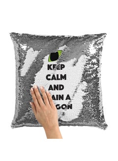 Buy Train Your Dragon Sequin Throw Pillow With Stuffing Multicolour 16x16inch in Saudi Arabia