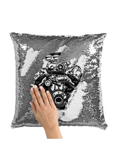 Buy Engine Love Car Sequin Throw Pillow With Stuffing Multicolour 16x16inch in Saudi Arabia