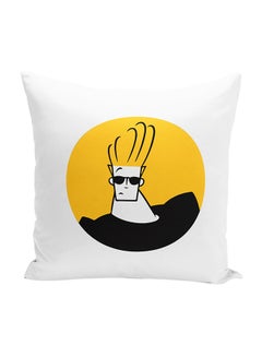 Buy Logo Johny Bravo Decorative Throw Pillow White/Yellow/Black 16 x 16inch in UAE