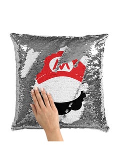 Buy Red Super Mario Character Sequin Throw Pillow With Stuffing Multicolour 16x16inch in Saudi Arabia