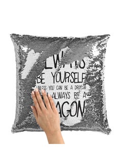 Buy Toothless And Hiccup Sequin Throw Pillow With Stuffing Multicolour 16x16inch in Saudi Arabia