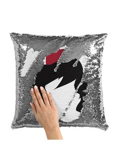 Buy Aladdin Face Sequin Throw Pillow With Stuffing Multicolour 16x16inch in Saudi Arabia