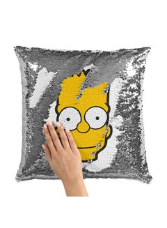 Buy The Simpsons Face Sequin Throw Pillow With Stuffing Multicolour 16x16inch in Saudi Arabia