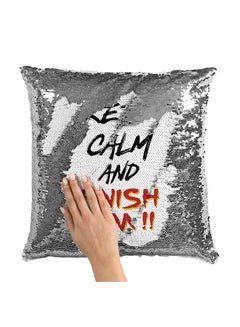 Buy Finishim Him Sequin Throw Pillow With Stuffing Multicolour 16x16inch in Saudi Arabia