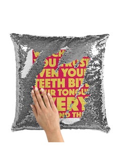 Buy Movie Quote Scarface Sequin Throw Pillow With Stuffing Multicolour 16x16inch in UAE