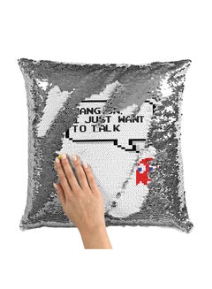 Buy Funny Pacman Ghost Sequin Throw Pillow With Stuffing polyester Multicolour 16x16inch in UAE