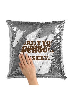 Buy I Want You Choose Quote Sequin Throw Pillow With Stuffing Multicolour 16x16inch in Saudi Arabia