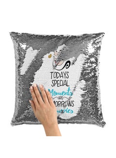 Buy Genie Motivational Robin William Sequin Throw Pillow With Stuffing Multicolour 16x16inch in Saudi Arabia