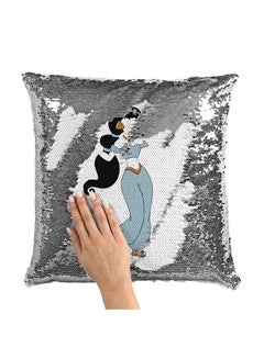 Buy Princess Jasmine Attire Blue And Pink Sequin Throw Pillow With Stuffing polyester Multicolour 16x16inch in Saudi Arabia