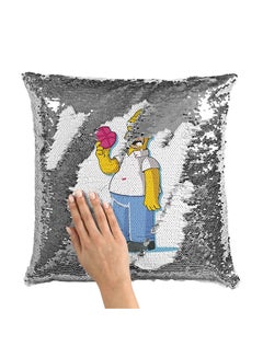 Buy The Simpsons Donut Sequin Throw Pillow With Stuffing Multicolour 16x16inch in Saudi Arabia