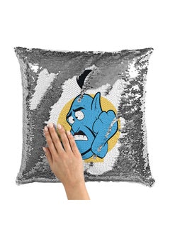Buy Stressed Out Genie Aladdin Sequin Throw Pillow With Stuffing Multicolour 16x16inch in Saudi Arabia