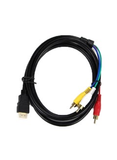 اشتري كابل من HDMI ذكر إلى 3-RCA ذكر للتلفاز عالي الوضوح أسود/أحمر/أصفر في السعودية