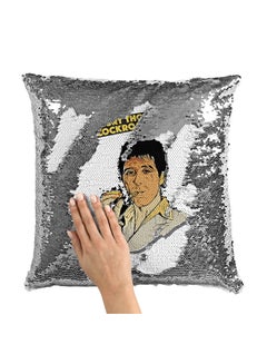 Buy Cockroaches Tony Montana Sequin Throw Pillow With Stuffing Multicolour 16x16inch in UAE