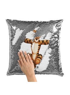 Buy Pooh Tigger Jumping Sequin Throw Pillow With Stuffing polyester Multicolour 16x16inch in Saudi Arabia