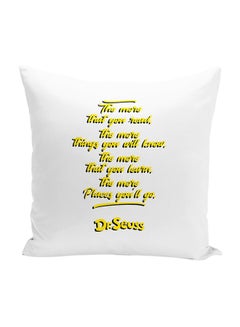 Buy Dr Seuss Quote Throw Pillow With Stuffing White/Yellow 16x16inch in UAE