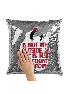 Buy Motivational Aladdin Quote Words Sequin Throw Pillow With Stuffing Multicolour 16x16inch in Saudi Arabia