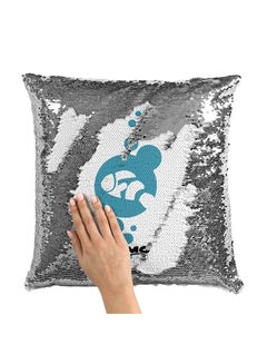 Buy Blue Nemo Design Sequin Throw Pillow With Stuffing Multicolour 16x16inch in Saudi Arabia