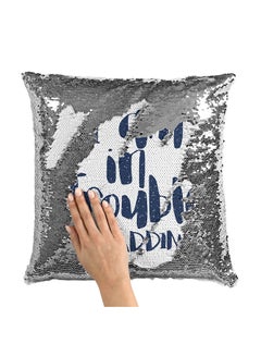 Buy Aladdin Cartoon Quote Sequin Throw Pillow With Stuffing Multicolour 16x16inch in UAE