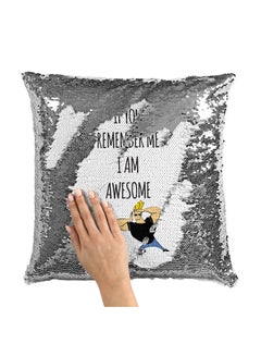 Buy Johny Bravo Remember Quote Sequin Throw Pillow With Stuffing Multicolour 16x16inch in UAE