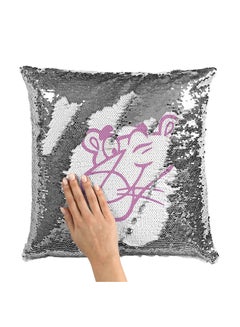 Buy Classic Panther Logo Sequin Throw Pillow With Stuffing Multicolour 16x16inch in Saudi Arabia