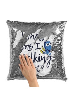 Buy Dory Ellen Finding Nemo Quote Sequin Throw Pillow With Stuffing Multicolour 16x16inch in Saudi Arabia