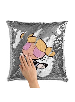 Buy Cute Girl Power Puff Sequin Throw Pillow With Stuffing Multicolour 16x16inch in Saudi Arabia