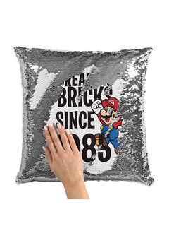 Buy Mario Red Classic Sequin Throw Pillow With Stuffing Multicolour 16x16inch in Saudi Arabia