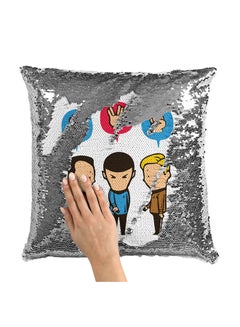 Buy Funny Star Trek Sequin Throw Pillow With Stuffing Multicolour 16x16inch in UAE