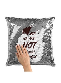 Buy Madmax Quote Sequin Throw Pillow With Stuffing Multicolour 16x16inch in UAE