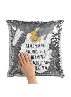 Buy Pooh Cartoon Motivation Quote Sequin Throw Pillow With Stuffing Multicolour 16x16inch in Saudi Arabia