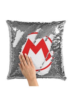 Buy Super Mario Logo Sequin Throw Pillow With Stuffing Multicolour 16x16inch in Saudi Arabia