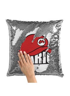 Buy Mario Cap Sequin Throw Pillow With Stuffing Multicolour 16x16inch in Saudi Arabia