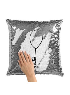 اشتري Cute Minimal Sequin Throw Pillow With Stuffing رمادي / أبيض 16x16 بوصة في الامارات