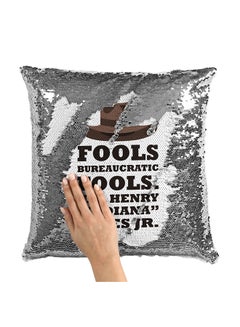 Buy Indiana Jones Quote Sequin Throw Pillow With Stuffing Multicolour 16x16inch in Saudi Arabia