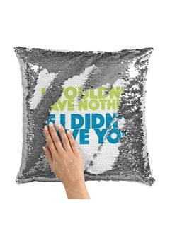 Buy Monsters Quote Sequin Throw Pillow With Stuffing Multicolour 16x16inch in Saudi Arabia