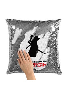 Buy Jack Samurai Sequin Throw Pillow With Stuffing Multicolour 16x16inch in UAE