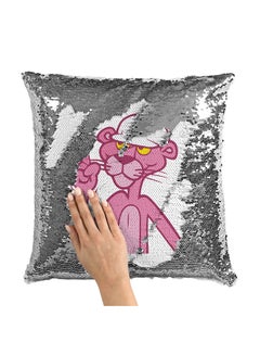 Buy Working Pink Panther Sequin Throw Pillow With Stuffing Multicolour 16x16inch in Saudi Arabia