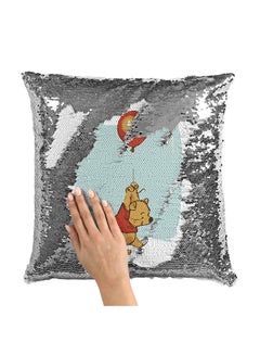 Buy Pooh Bear Balloon Sequin Throw Pillow With Stuffing Multicolour 16x16inch in Saudi Arabia