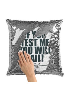 Buy Quote Star Trek Sequin Throw Pillow With Stuffing Multicolour 16x16inch in UAE