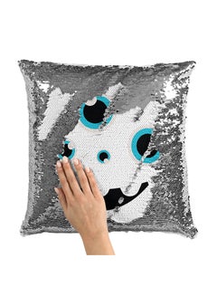 Buy Green 4 Eyed Monster Sequin Throw Pillow With Stuffing Multicolour 16x16inch in Saudi Arabia