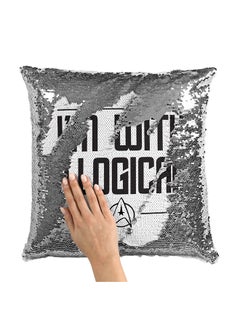 Buy Illogical Star Trek Sequin Throw Pillow With Stuffing Multicolour 16x16inch in UAE