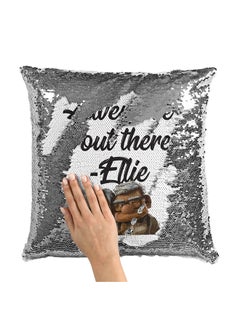 Buy Ellie Quote Movie Up Sequin Throw Pillow With Stuffing Multicolour 16x16inch in Saudi Arabia