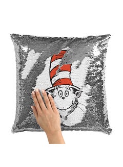 Buy Dr Seuss Face Cute Sequin Throw Pillow With Stuffing Multicolour 16x16inch in Saudi Arabia