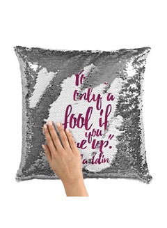 Buy Aladdin Motivation Quote Sequin Throw Pillow With Stuffing Multicolour 16x16inch in Saudi Arabia