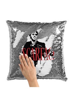 Buy Tony Montana Fire Sequin Throw Pillow With Stuffing Multicolour 16x16inch in UAE