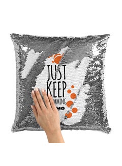Buy Finding Nemo Quote Sequin Throw Pillow With Stuffing Multicolour 16x16inch in Saudi Arabia